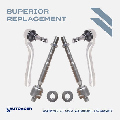 AUTOACER - 4p Front Inner & Outer Tie Rod Ends For Lexus LS460 LS460L RWD 06-17