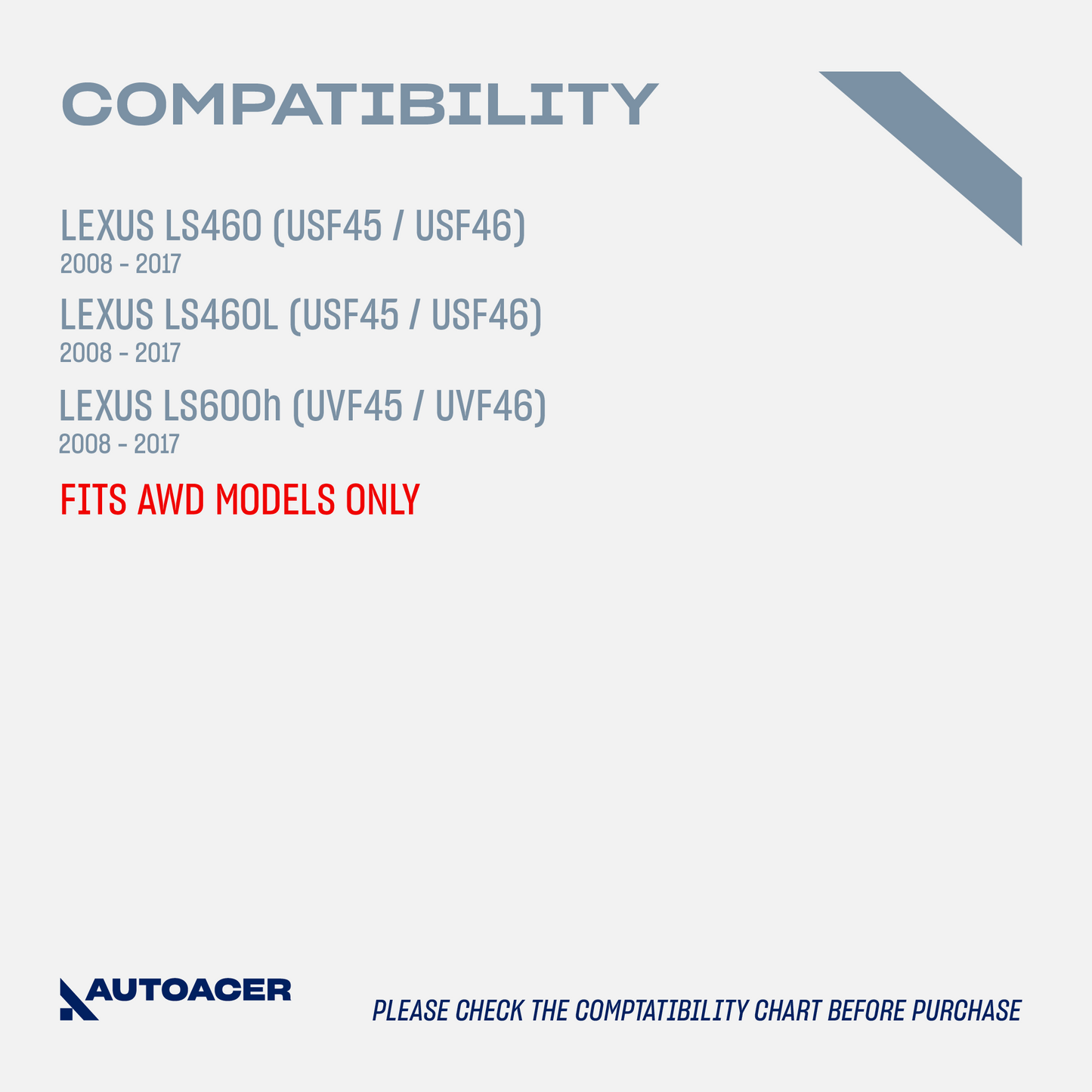 AUTOACER - 10 pc Front Upper, Lower Frontward & Rearward Suspension Arm Bushing Kit for Lexus LS460, LS460L (USF45 / USF46), LS600h (UVF45 / UVF46)