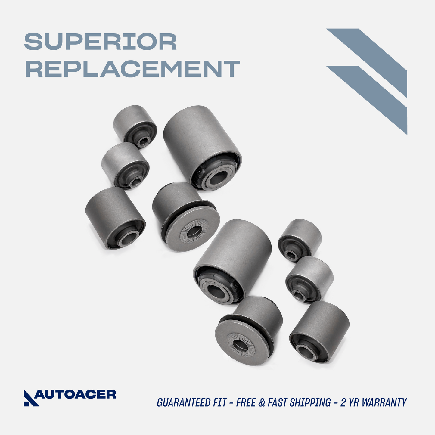 AUTOACER - 10 pc Front Upper, Lower Frontward & Rearward Suspension Arm Bushing Kit for Lexus LS460, LS460L (USF45 / USF46), LS600h (UVF45 / UVF46)