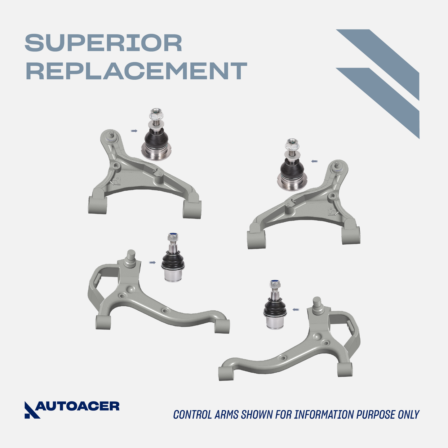 AUTOACER - 12pc Front Upper, Lower Suspension Control Arm Bushings & Ball Joint Kit  for Land Rover Discovery 3/4 L319, Range Rover Sport L320