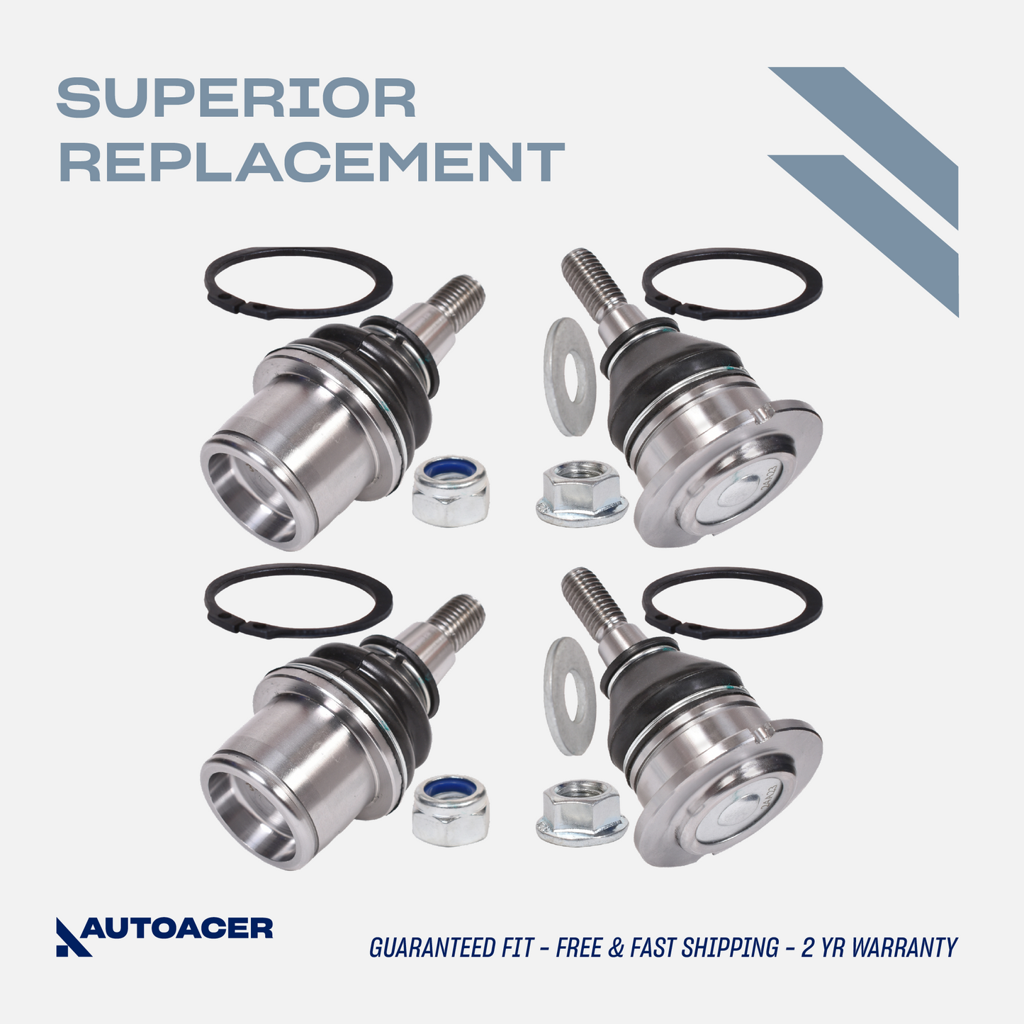 AUTOACER - 4pc Front Upper & Lower Suspension Control Arm Ball Joint Kit for Land Rover Range Rover L320, Discovery 3/4 L319