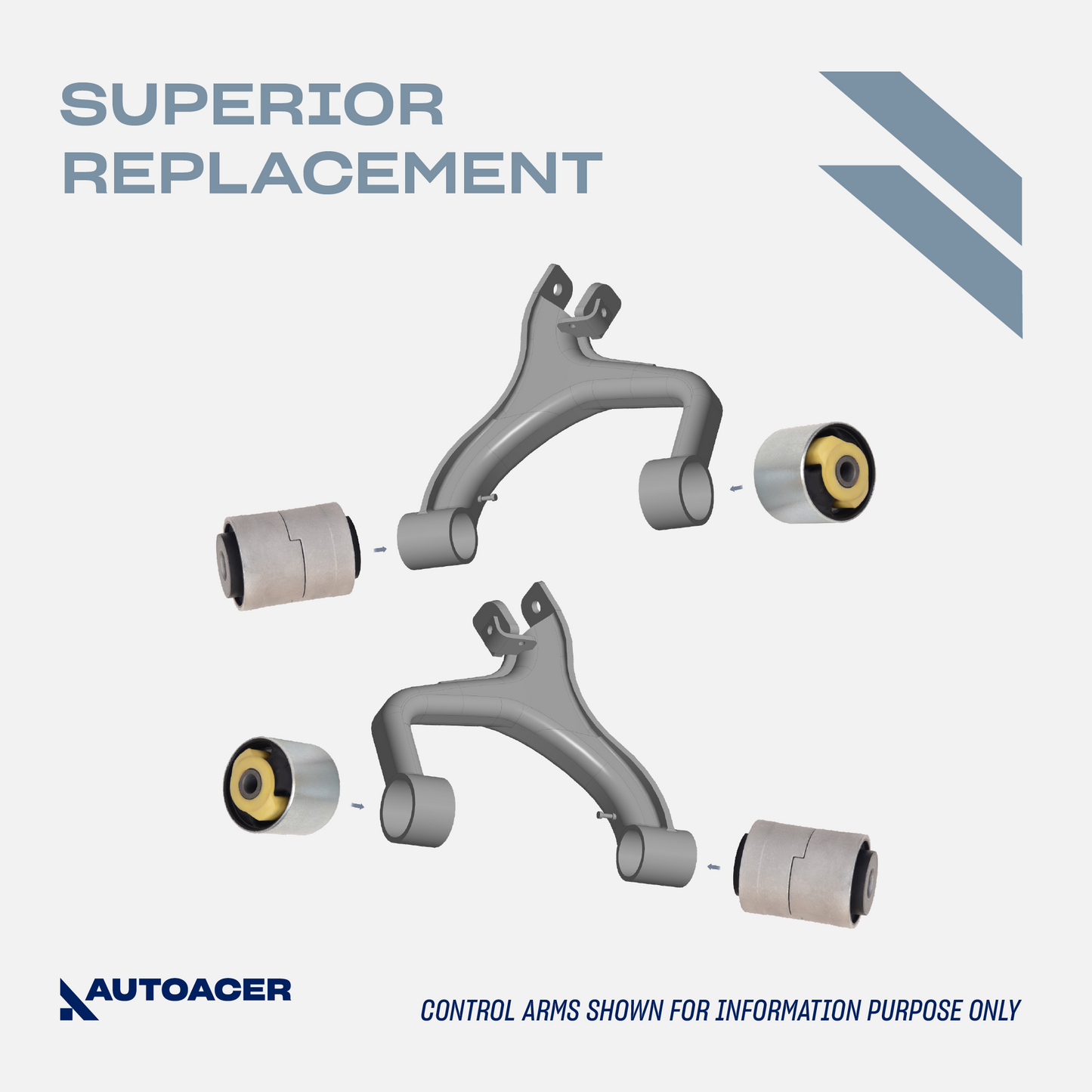 AUTOACER - 8pc Rear Upper, Lower Suspension Control Arm Bushing Kit for Land Rover Discover 3/4 (L319)