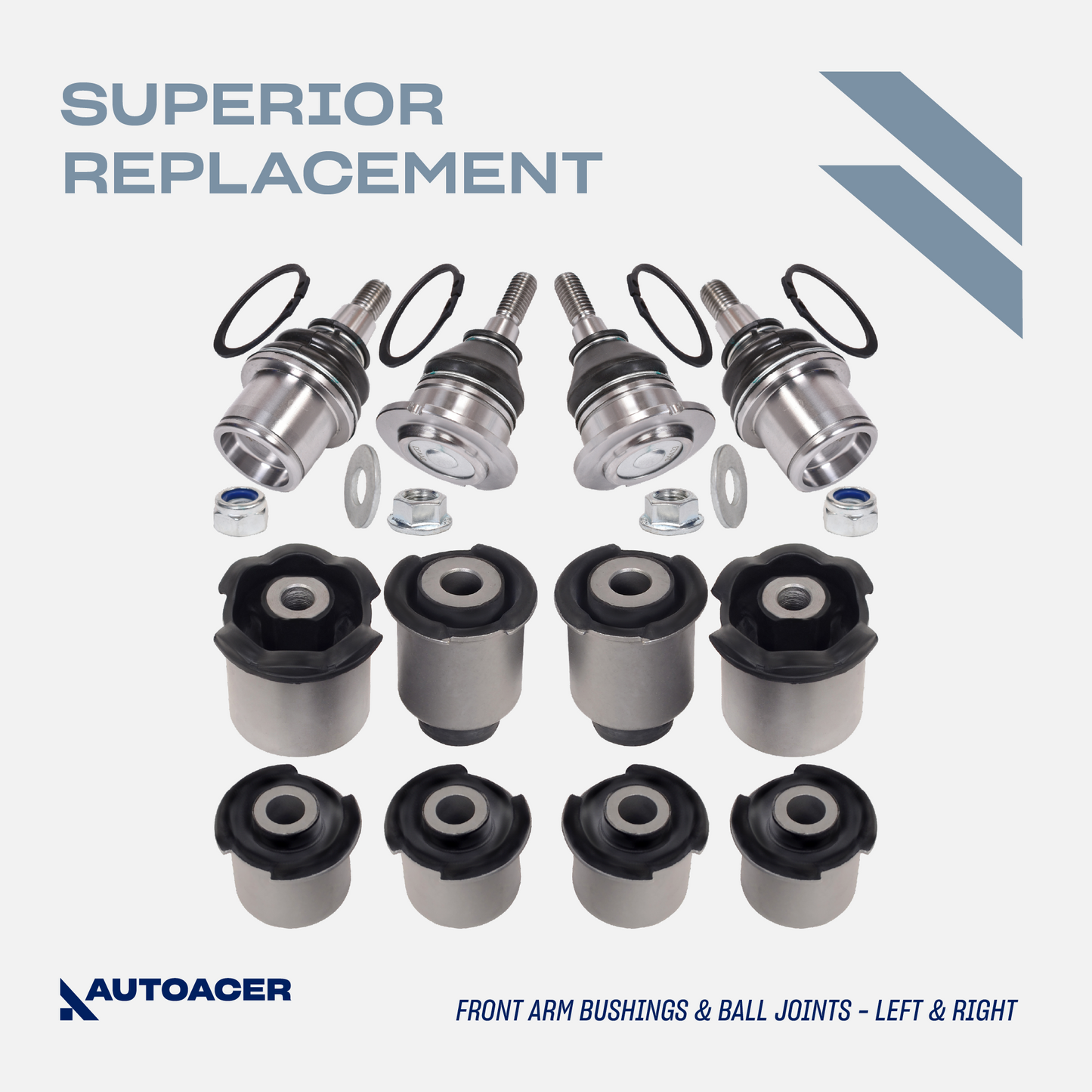 AUTOACER - 24pc Front & Rear Upper, Lower Suspension Control Arm Bushings, Knuckle Bushes, Ball Joint for Discovery 3/4
