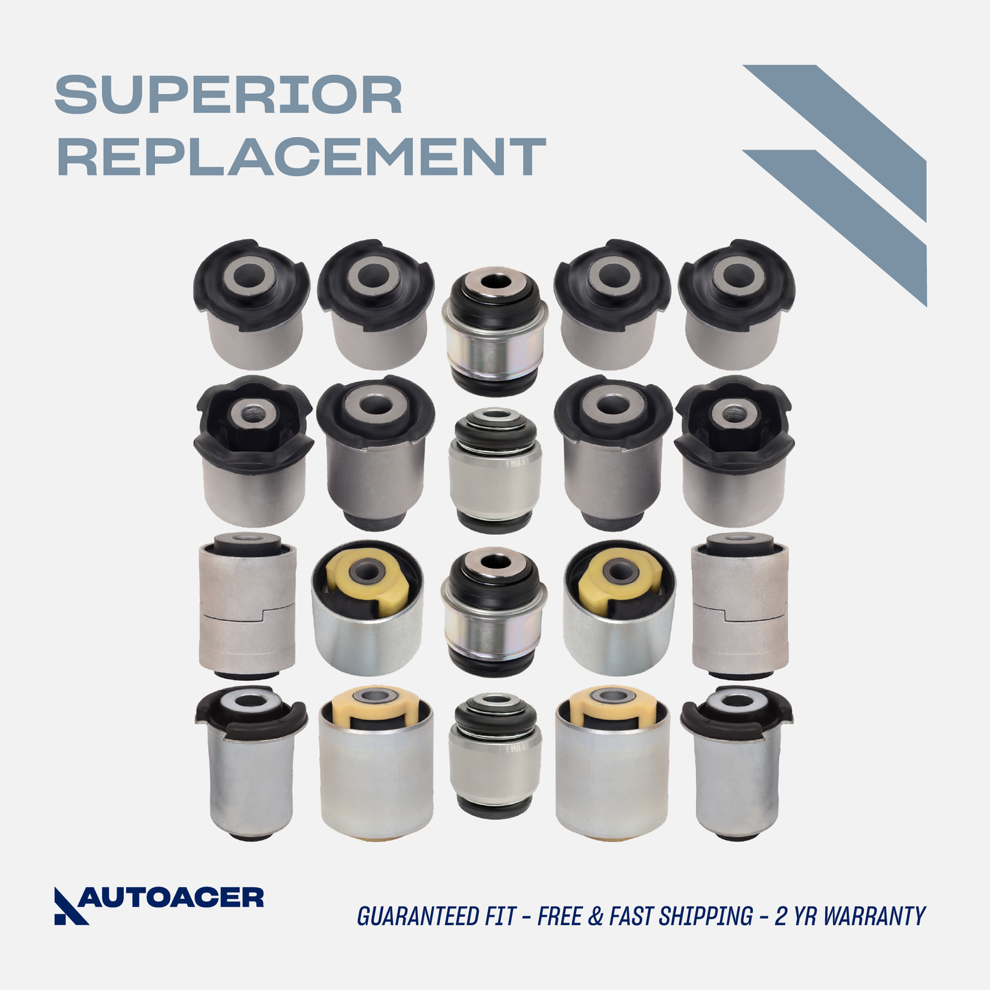 AUTOACER - 20pc Front, Rear Upper, Lower Suspension Control Arm Bushings & Knuckle Arm Bushing Kit for Land Rover Discovery 3/4 (L319)