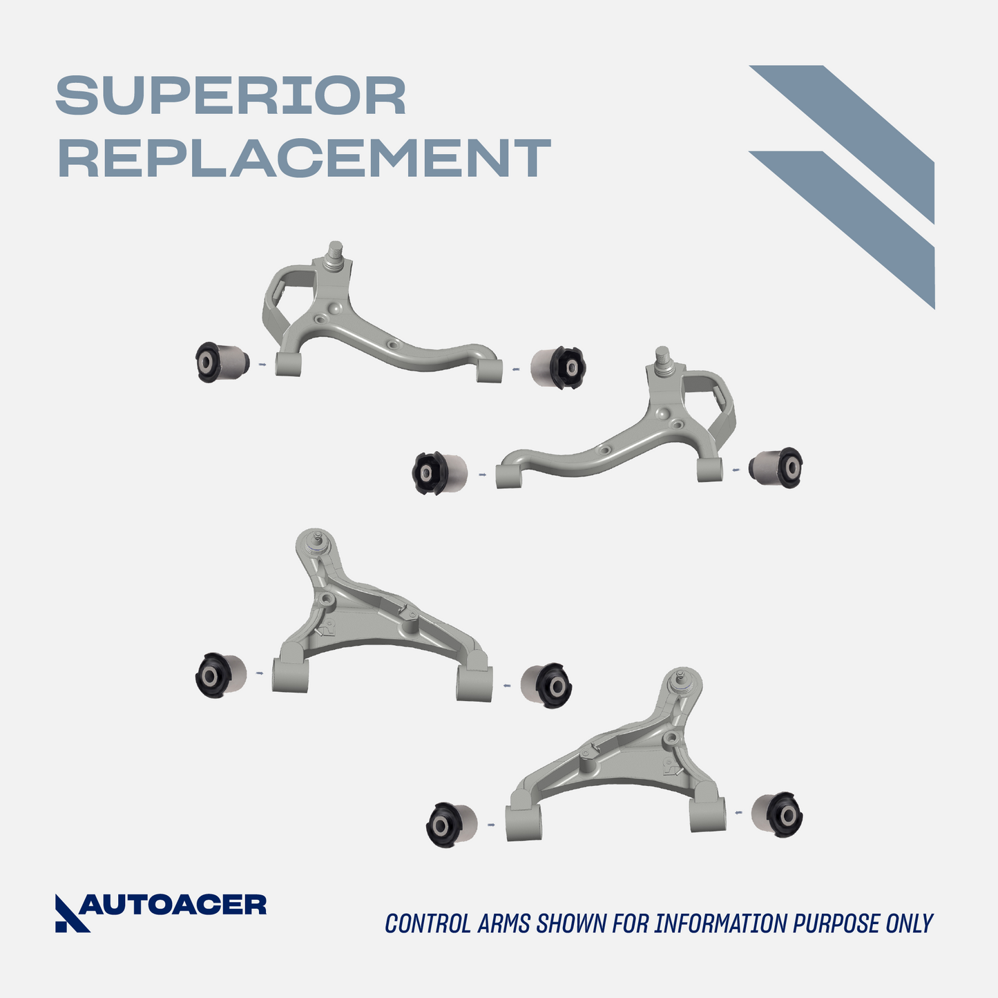 AUTOACER - 16pc Front, Rear, Upper, Lower Suspension Control Arm Bushing Kit for Land Rover Discovery 3/4 (L319)