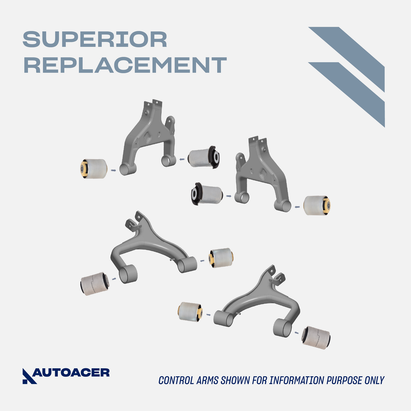 AUTOACER - 16pc Front, Rear, Upper, Lower Suspension Control Arm Bushing Kit for Land Rover Discovery 3/4 (L319)