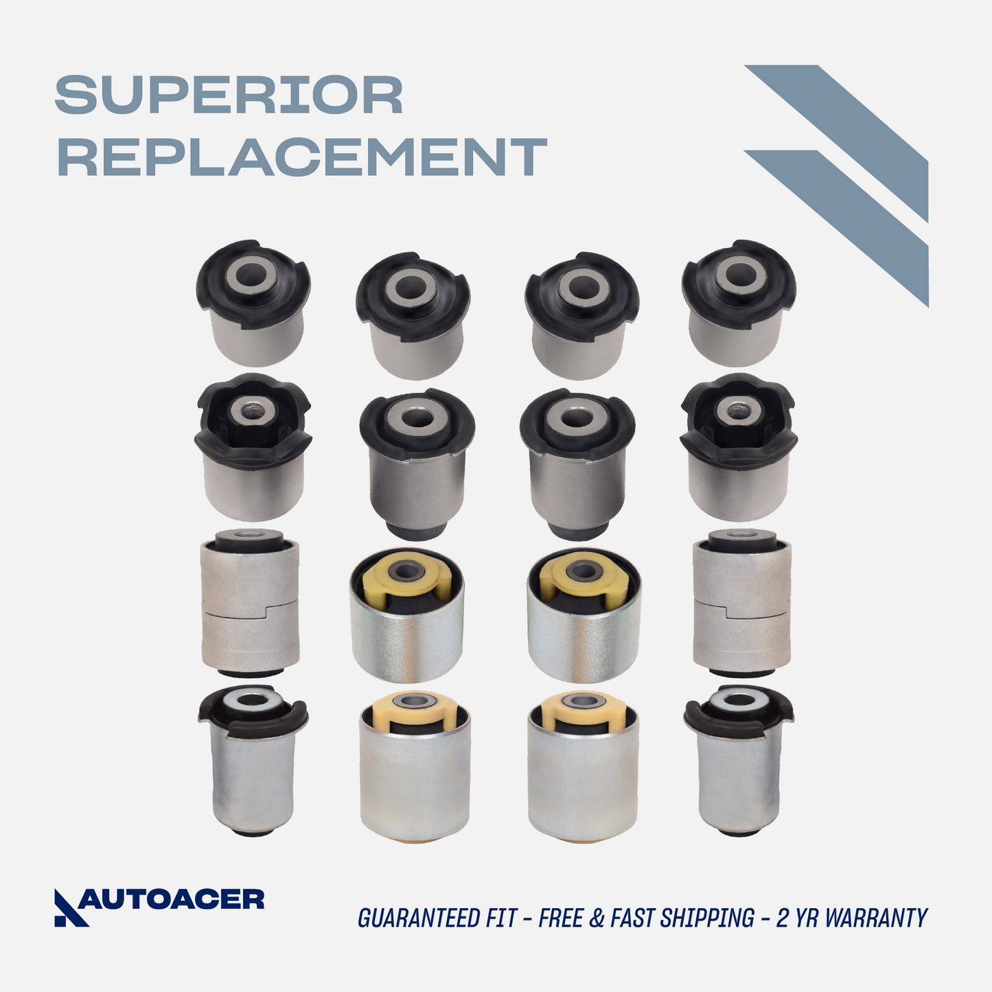 AUTOACER - 16pc Front, Rear, Upper, Lower Suspension Control Arm Bushing Kit for Land Rover Discovery 3/4 (L319)