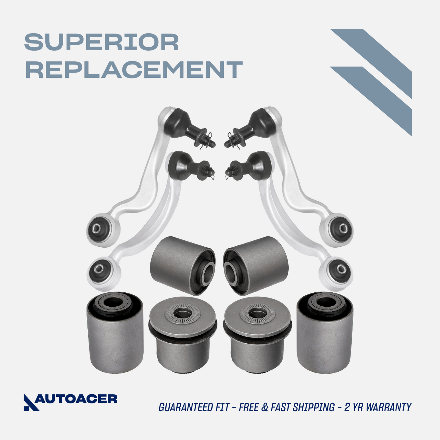 AUTOACER 10p Front Suspension Control Arms & Bushes for Lexus LS460 LS600h 06-17