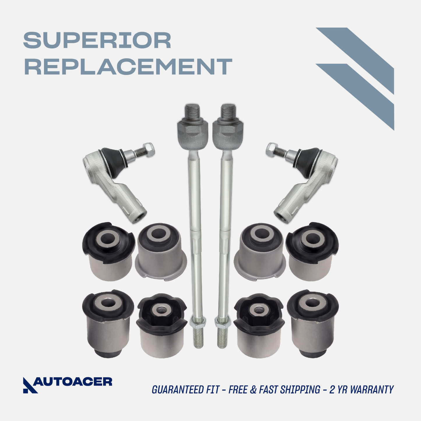 AUTOACER 12p Front Suspension Bushes Tie Rod Ends Inner Outer For LR Discovery 3