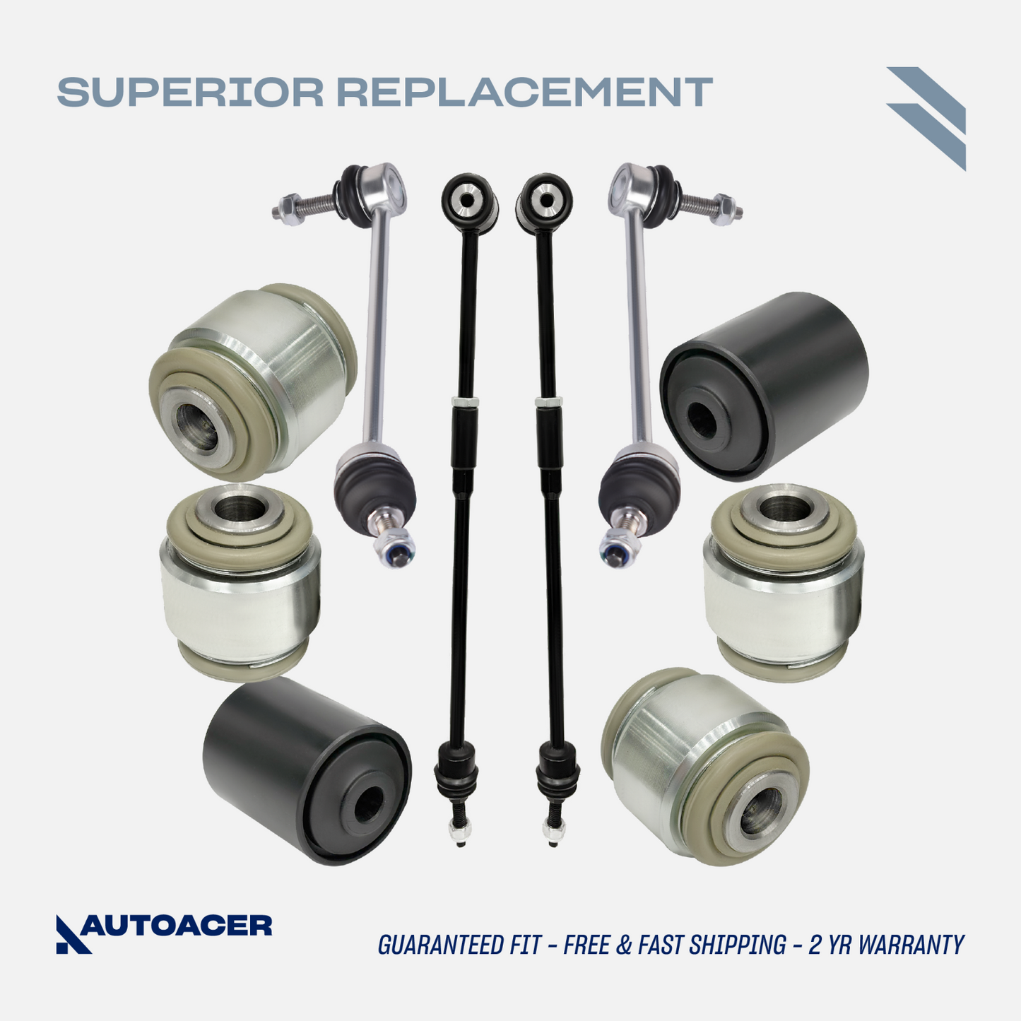 AUTOACER -10p Rear Suspension Arm Hydra Bushes, Tie Rods & Drop links For Jaguar