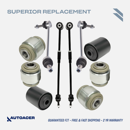 AUTOACER -10p Rear Suspension Arm Hydra Bushes, Tie Rods & Drop links For Jaguar