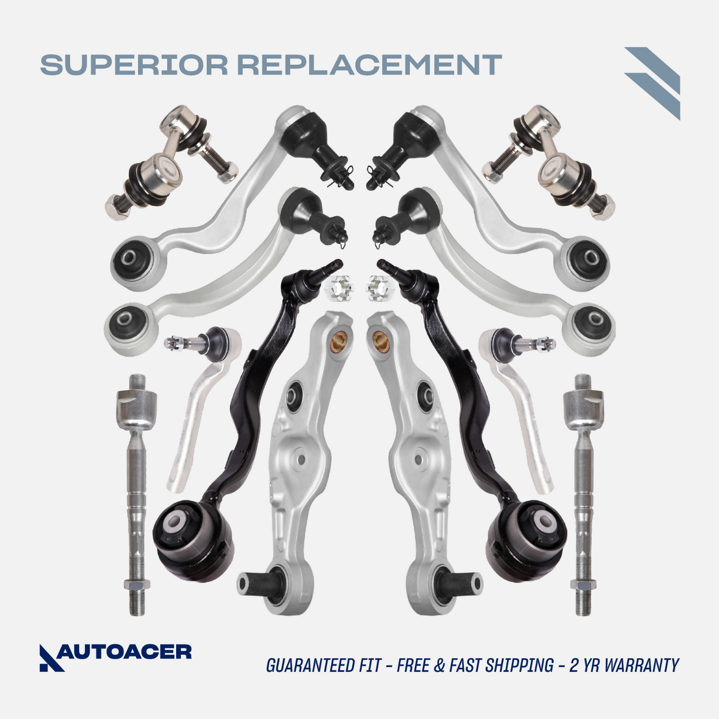 AUTOACER 14p Front Suspension Arms Tie Rods Link Kit For Lexus LS460/L RWD 06-17