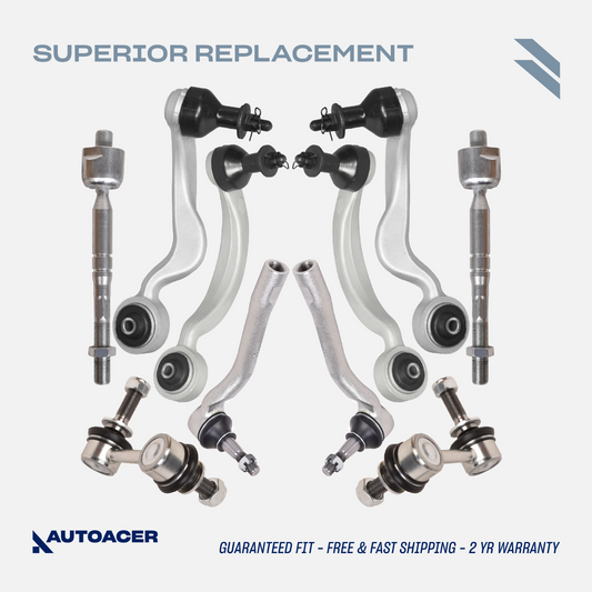 AUTOACER - 10p Front Upper Suspension Arms, Tie Rods & Links For Lexus LS460 RWD