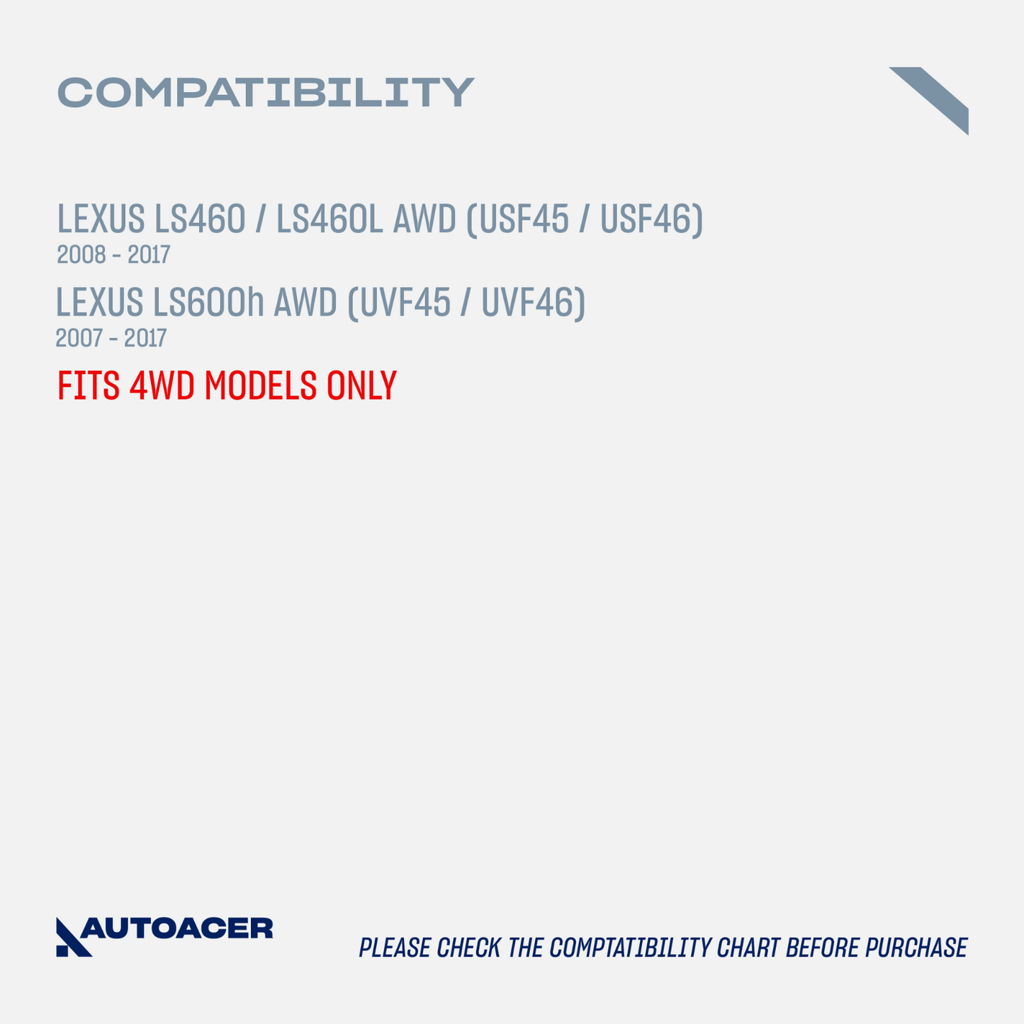 AUTOACER - 8p Complete Front Suspension Arm Kit for Lexus LS460 LS600h AWD 07-17