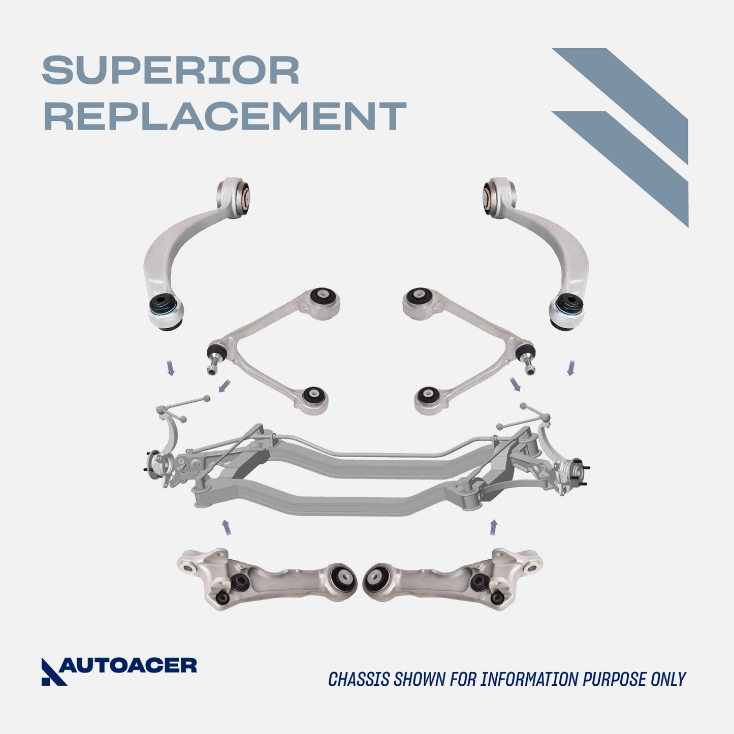 AUTOACER -14p Front & Rear Suspension Arms & Bushing Kit for Jaguar XJ8 XJR 03-9