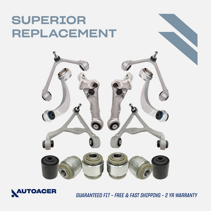 AUTOACER 14p Front Upper Lower Suspension Arms & Bushing Kit For Jaguar SType XK