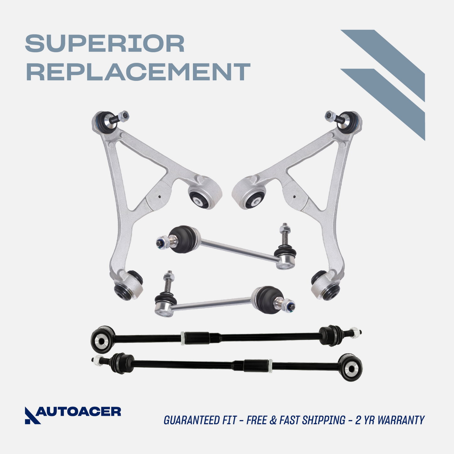 AUTOACER -6p Rear Suspension Arms, Stabilizer Links & Tie Rods For JAGUAR S-Type