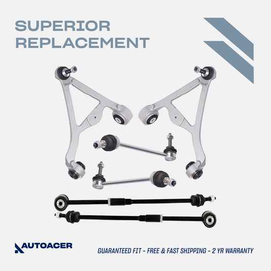 AUTOACER -6p Rear Suspension Arms, Stabilizer Links & Tie Rods For JAGUAR S-Type