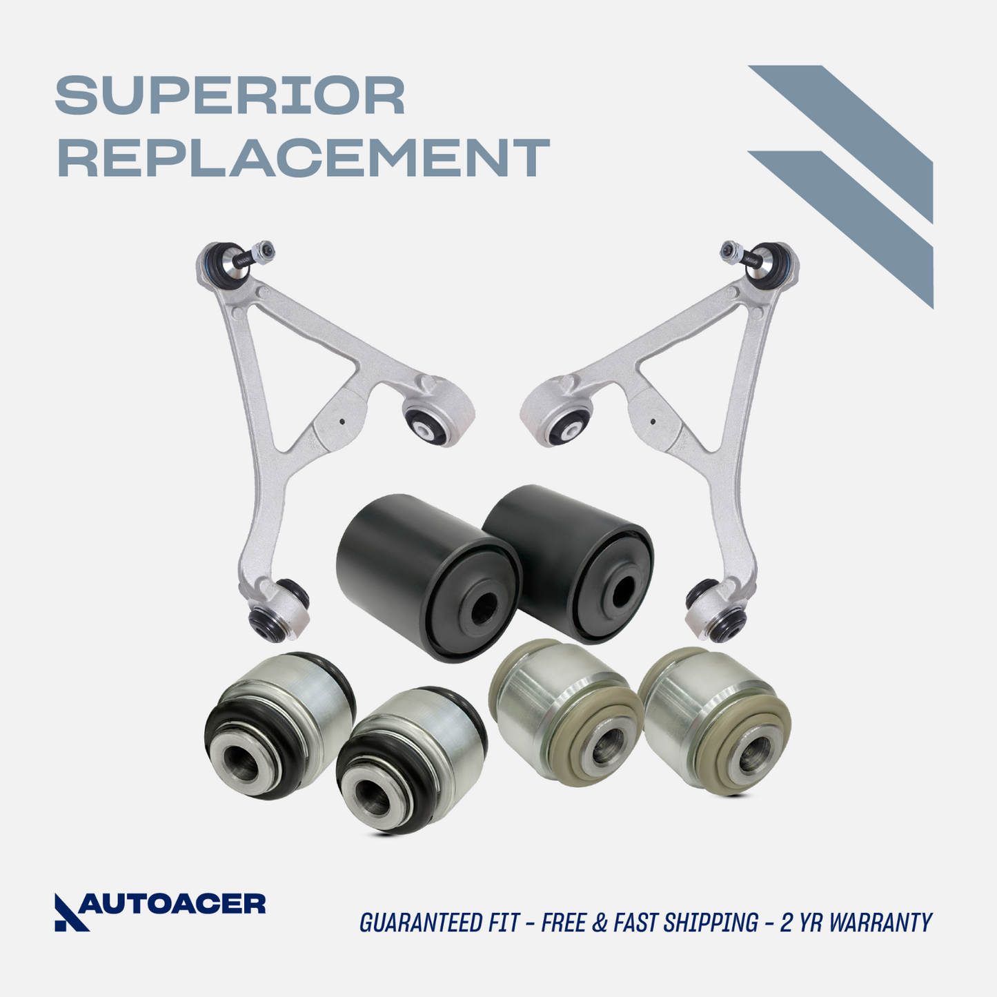 AUTOACER -8pc Rear Upper Suspension Arms & Lower Arm Bushes for JAGUAR S-Type XJ