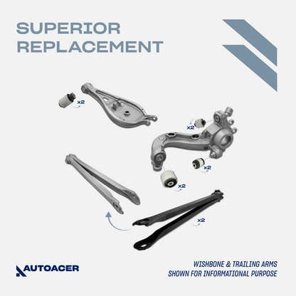 AUTOACER -10p Rear Track Arms + Trailing & Wishbone Arm Bushes For BMW 3 E36 E46