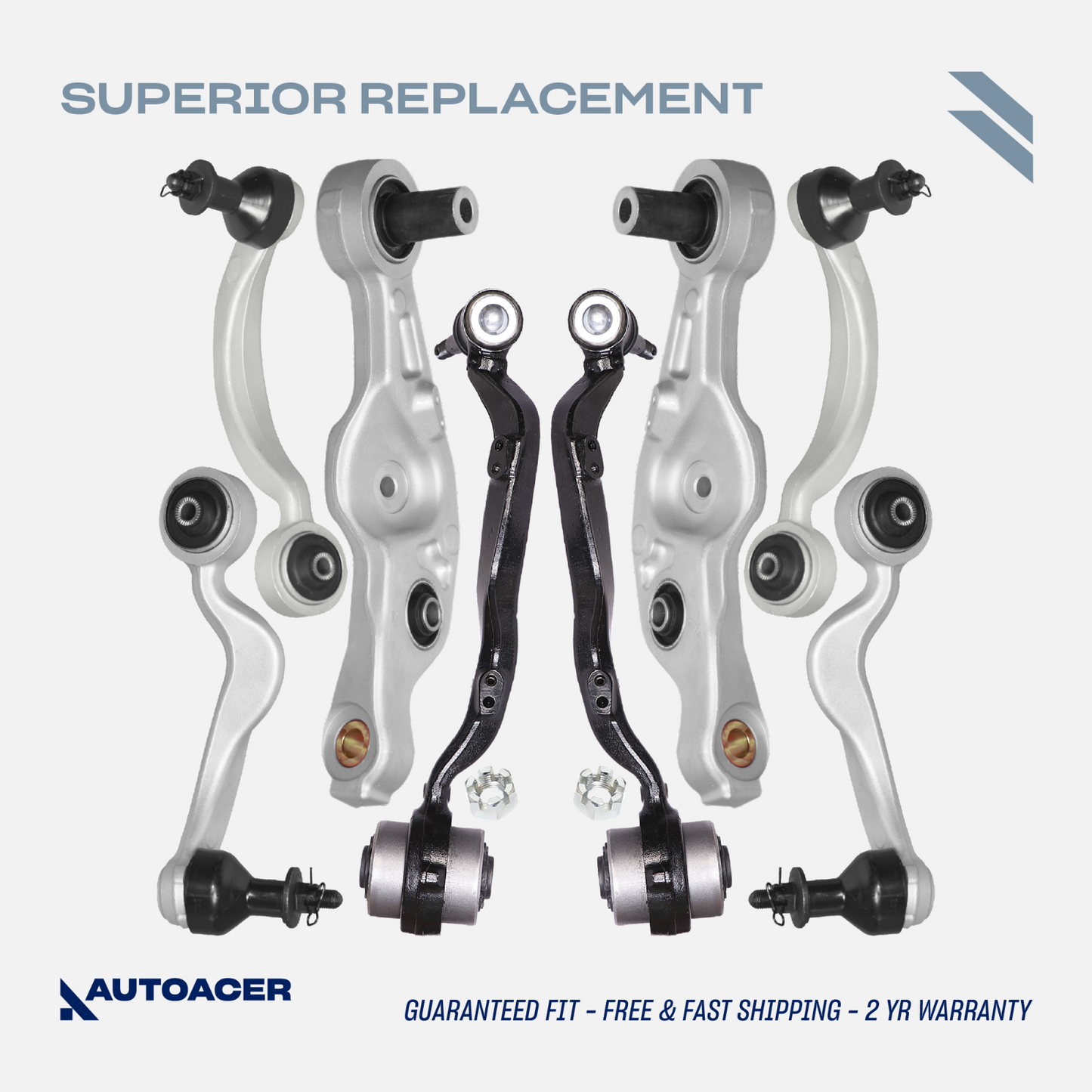 AUTOACER -8p Complete Front Suspension Arms w/Ball Joints & Bushes For LS460 RWD
