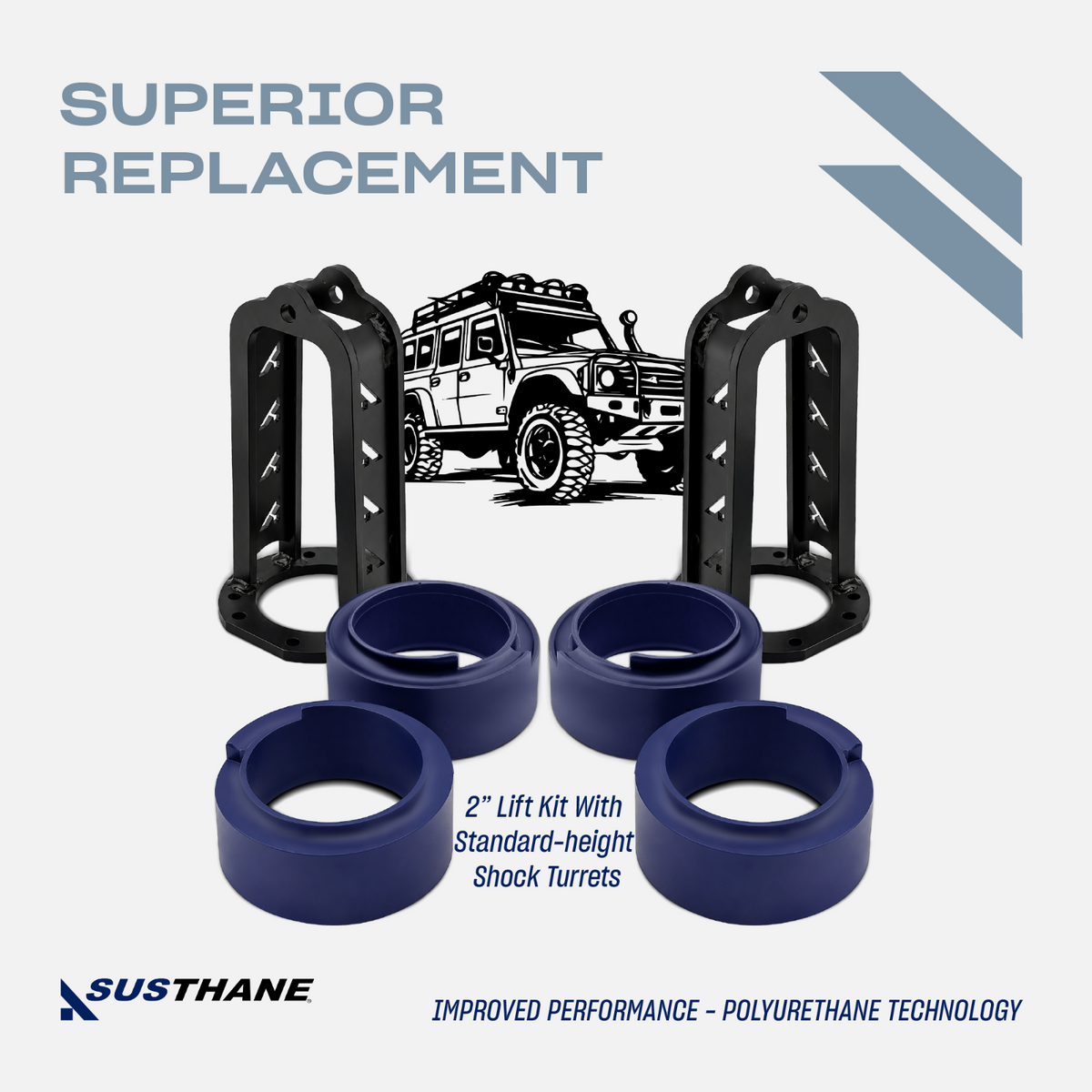 AUTOACER 2" PU Lift Kit w/Heavy Duty 8mm Shock Turrets OEM Ht For LR Discover II