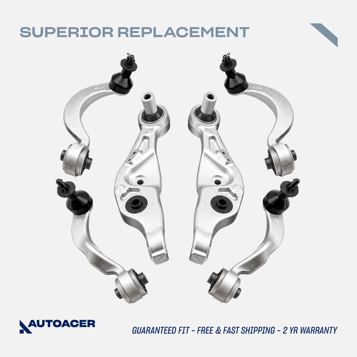 AUTOACER 6pc Front Suspension Arms Upper Lower w/Ball Joints For Lexus LS460 RWD