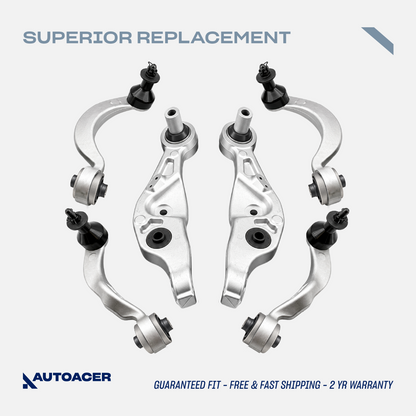 AUTOACER 6pc Front Suspension Arms Upper Lower w/Ball Joints For Lexus LS460 RWD