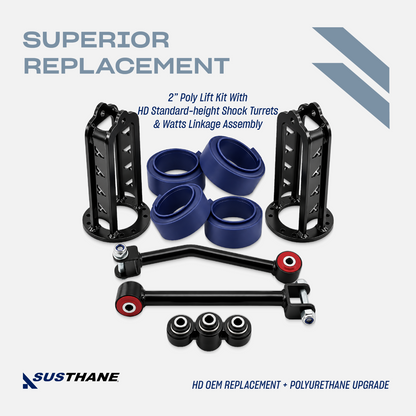 AUTOACER 9pc Lift Kit HD Cranked Watts Arms PU Bushes Turrets For LR Discovery 2
