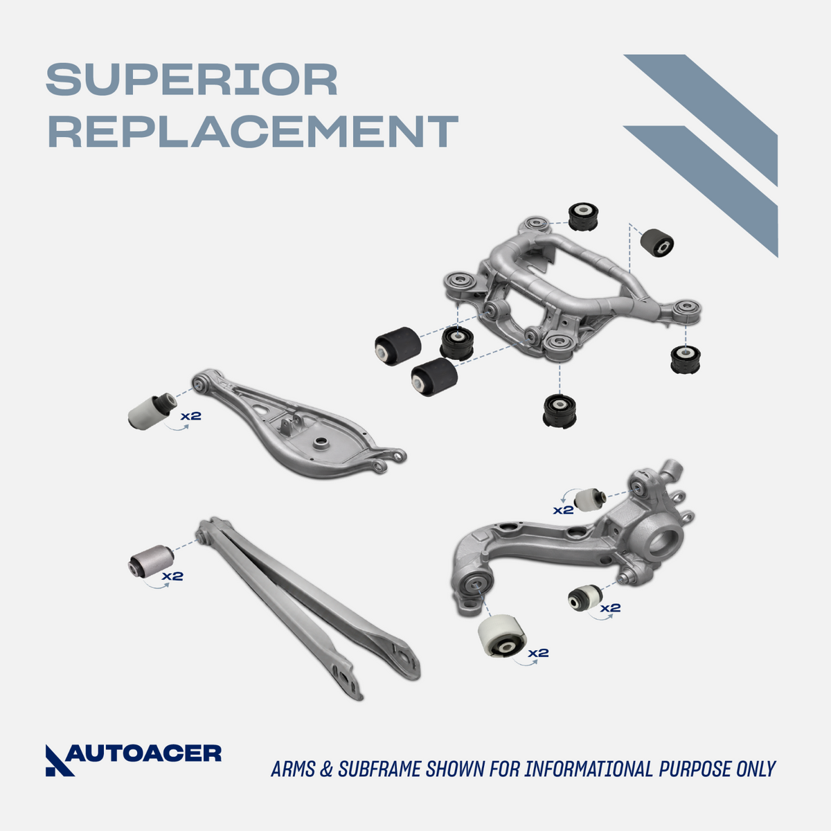 AUTOACER 17pc Rear Control Arm Trailing Arm Subframe Bushes For BMW 3 E46 X3 E83