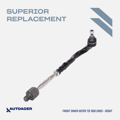 AUTOACER - 2pc Front Inner & Outer Tie Rod End Kit For BMW E46 M3 3.2L RWD 00-06