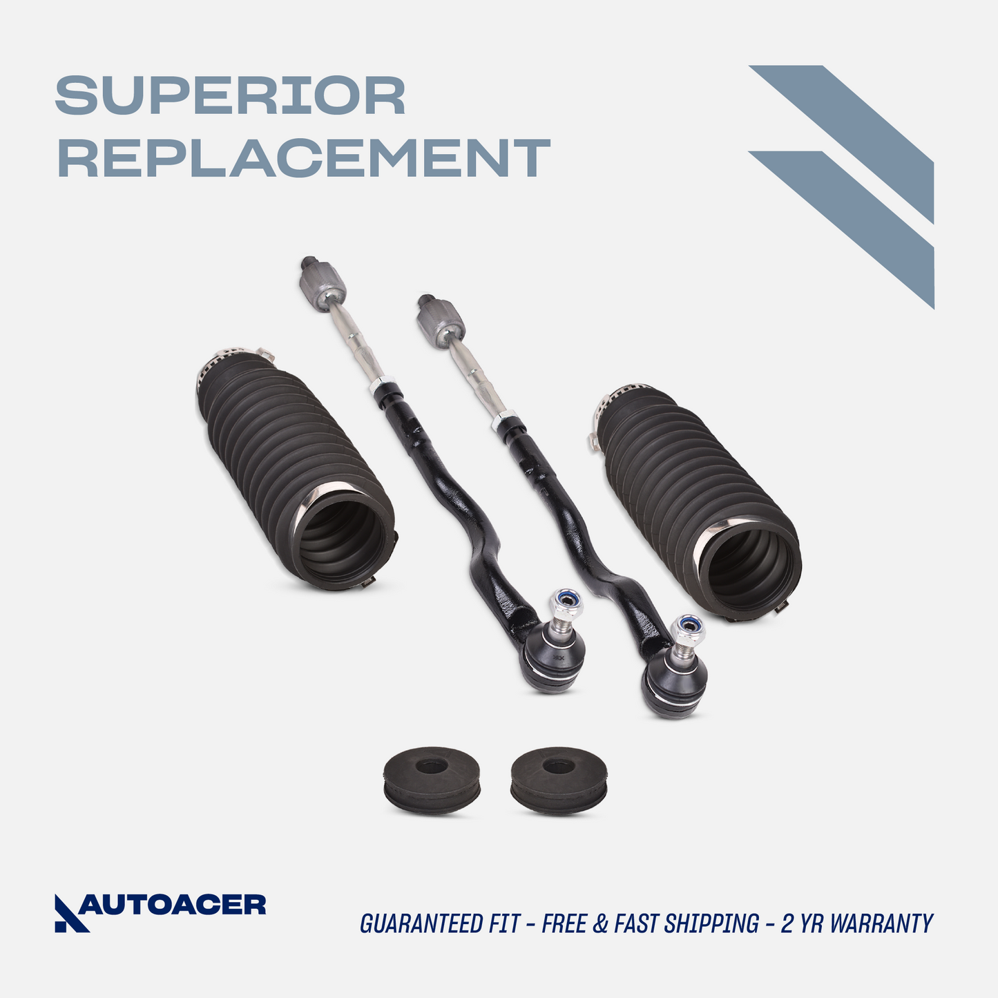 AUTOACER - 4p Front Inner Outer Tie Rod End Assemblies & Boot Kit For BMW E46 M3