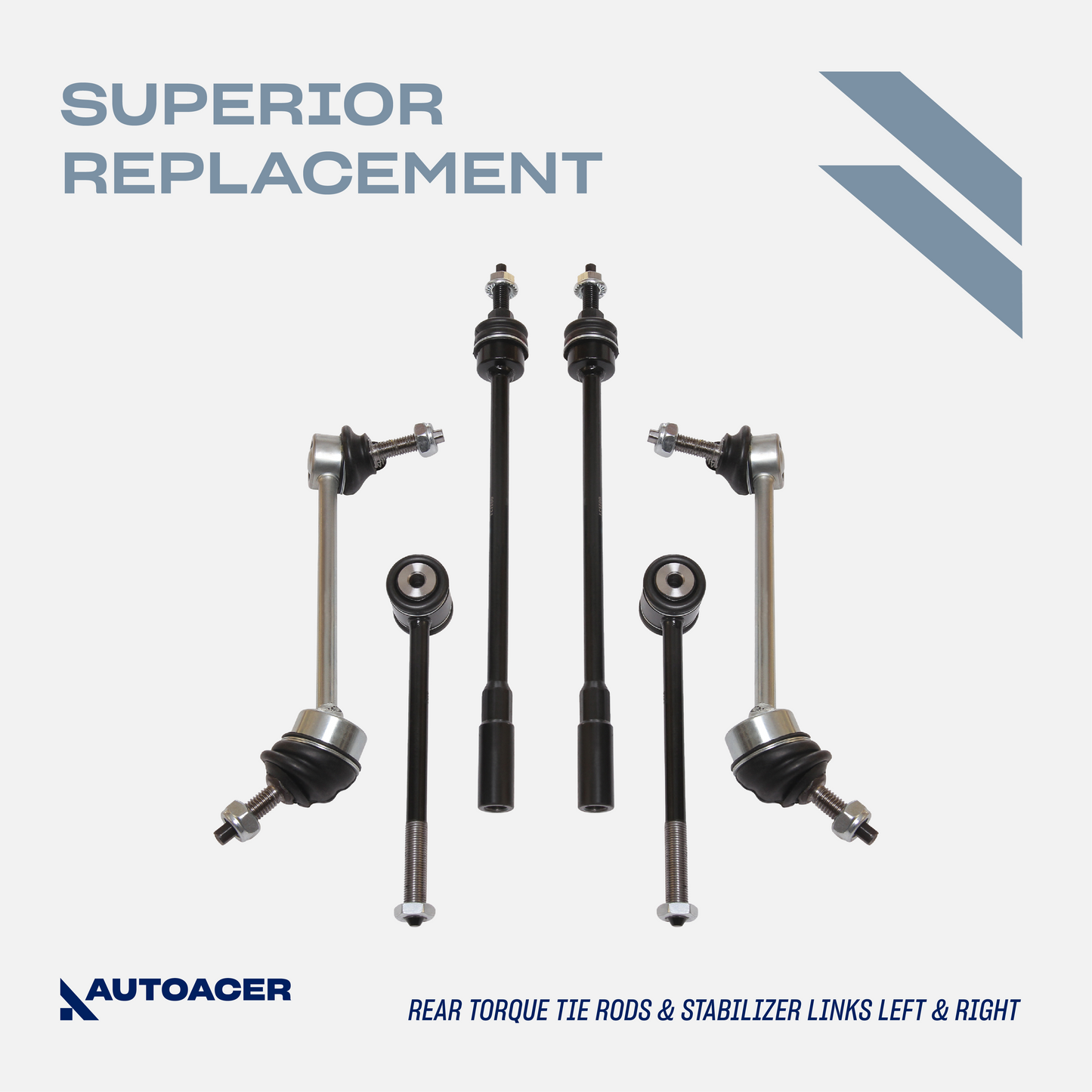 Rear Suspension Kit 14 piece - Control Arms with Ball Joints & Bushes, Hydra Bushings, Stabilizer Bar Links, Tie Rods & Strut Mount Assembly for Jaguar S-Type 1999-2008