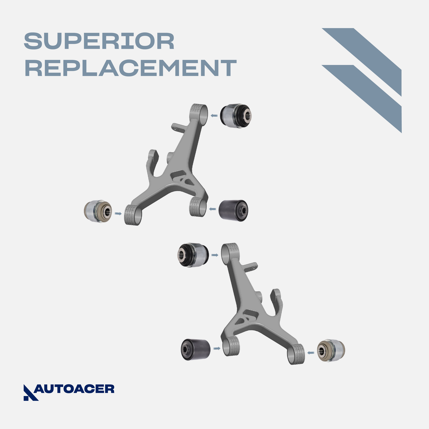 Rear Suspension Kit 14 piece - Control Arms with Ball Joints & Bushes, Hydra Bushings, Stabilizer Bar Links, Tie Rods & Strut Mount Assembly for Jaguar S-Type 1999-2008