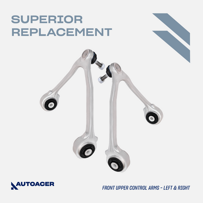 AUTOACER -8pc Front Upper Lower Control Arms with Bushings & Ball Joints Pre-Fitted, Trailing Arms & Stabilizer Bar Link for Jaguar S-Type (X200) V6 V8, XF, XFR, XFR-S (X250)