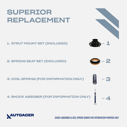 AUTOACER - 2pc Front Top Upper Spring Seat / Strut Mount Kit for Jaguar XK8 (X100), XKR (X100)