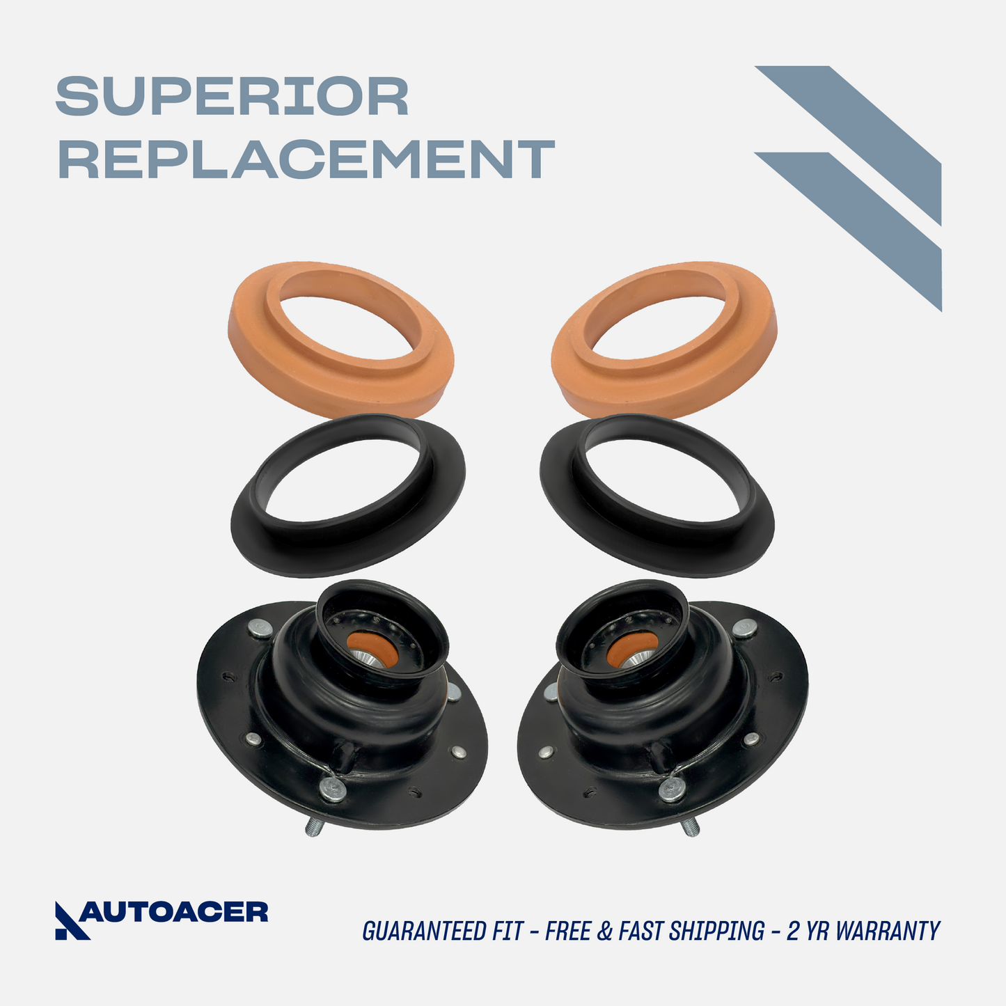 AUTOACER - 2pc Front Top Upper Spring Seat / Strut Mount Kit for Jaguar XK8 (X100), XKR (X100)
