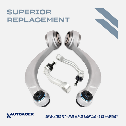 AUTOACER - 4pc Front Lower Control Arm with Bushings Pre-Fitted & Stabilizer Bar Link for Jaguar S-Type (X200), XJ, XJR, XJ8 (X350 / X358), XK, XKR, XKR-S (X150), XF, XFR, XFR-S (X250), Daimler Super Eight
