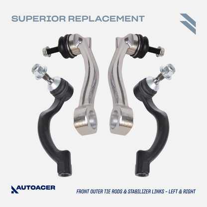 Complete Front Suspension Kit 14 pcs - Upper, Lower Control Arms, Lower Ball Joints, Sway Bar Links, Outer Tie Rod Set & Strut Mount Assembly for XK, XKR, XKR-S, XF, XFR, XFR-S