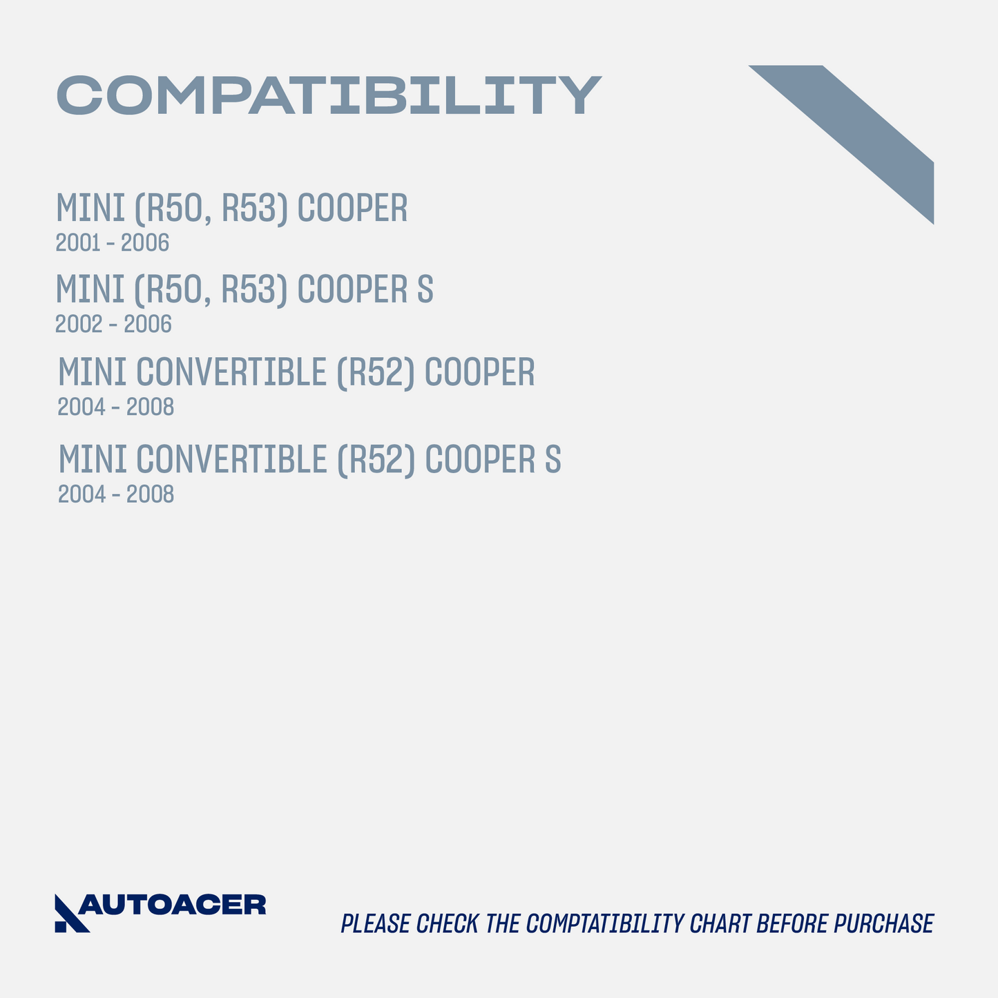 AUTOACER - 8pc Front Strut Mounts with Bearing, Bearing Seat, Dust Boots & Bump Stops for MINI COOPER (R50, R52, R53)
