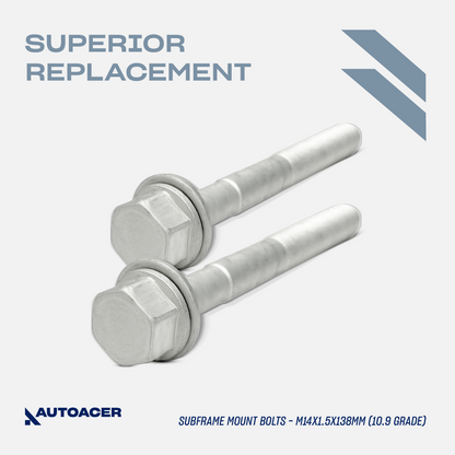 AUTOACER - 4pc Subframe Mount Hex Bolts With Washer (M14x1.5x138mm 10.9 Grade) for BMW Series 5 E60 / E61, Series 6 E63 / E64, Series 7 E65 / E66 / E67, X5 E53, Z8 E52, Alpina B7 E65, Roadster E52